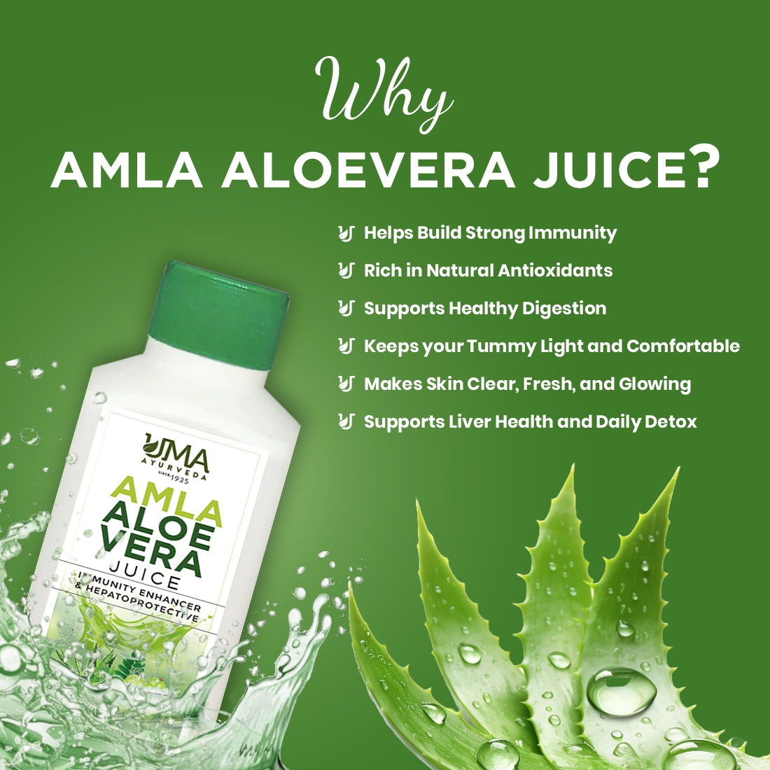 Amla Aloe Vera Juice | Hair, Skin, Immunity & Digestion | 1L