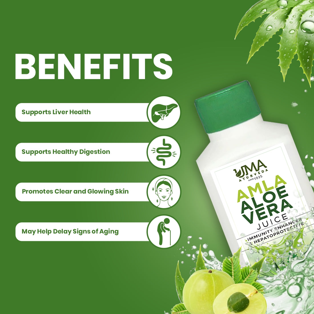 Amla Aloe Vera Juice | Hair, Skin, Immunity & Digestion | 1L
