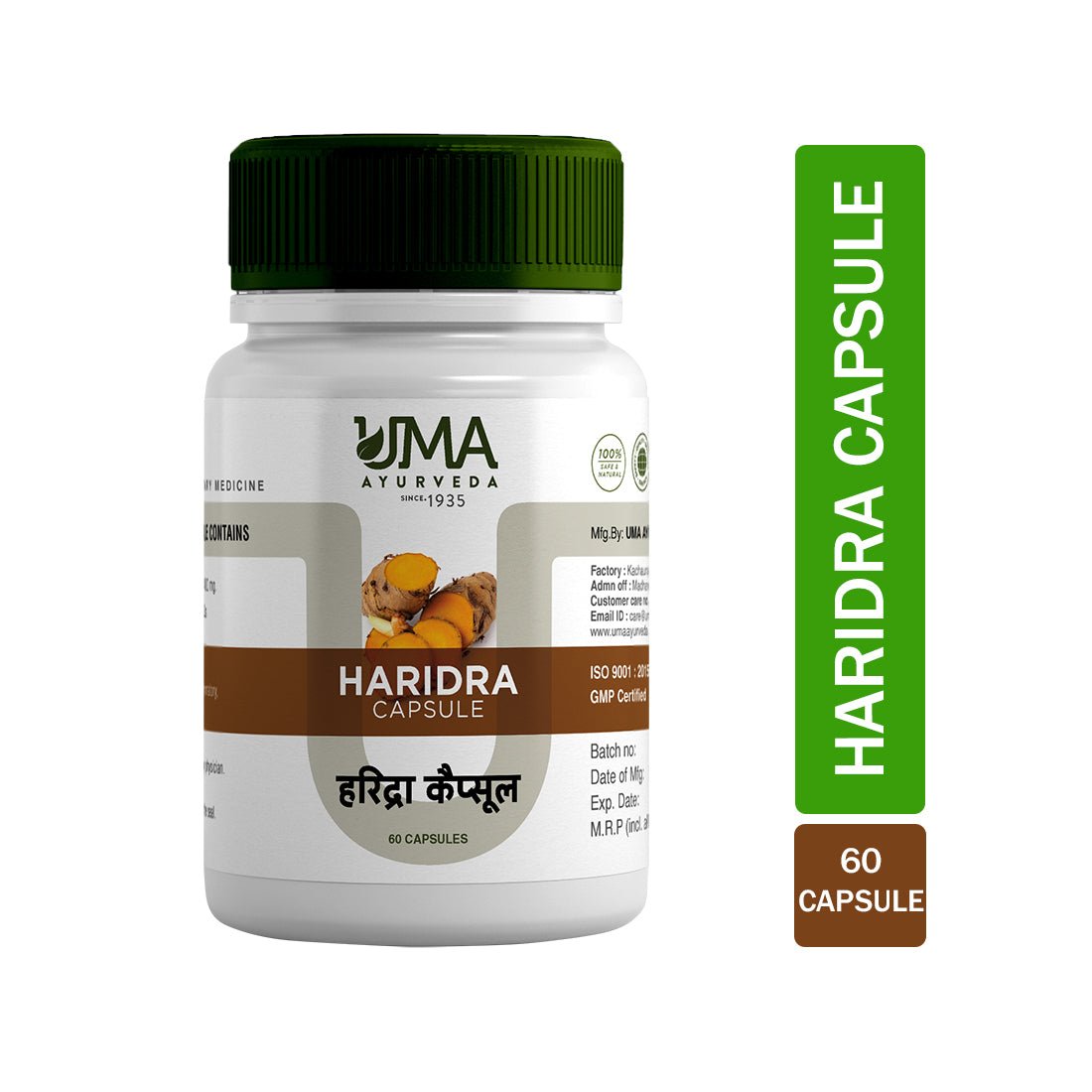 Uma Ayurveda Haridra Capsule  Useful in Fever Common Cold, Cough, Immunity Booster, Skin Care