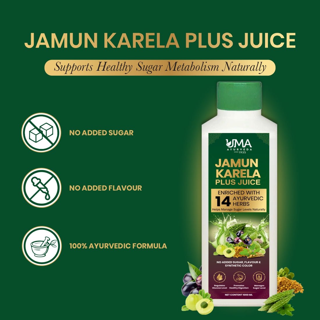 Jamun Karela Plus | 14 Herbs | Daily Metabolic Support | 1L