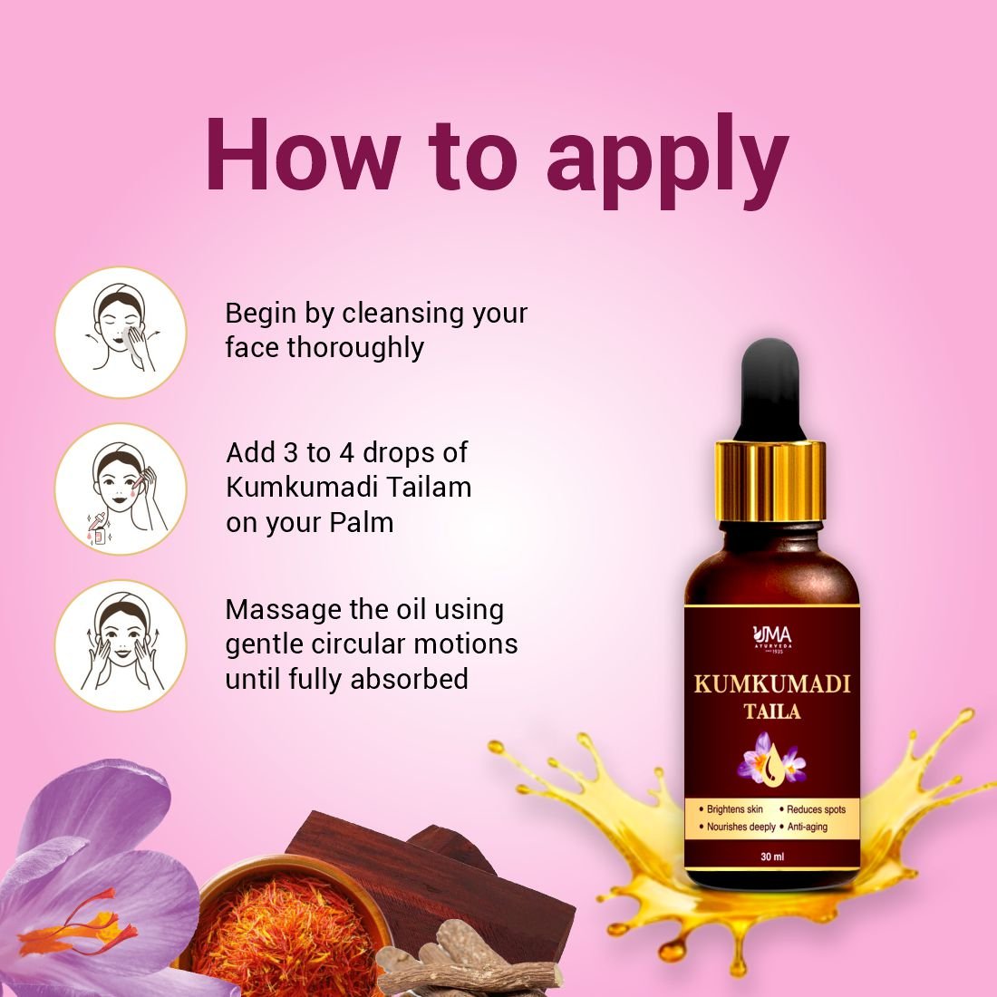 Kumkumadi Oil | Radiant Skin Care & Natural Glow Support | 30 ML