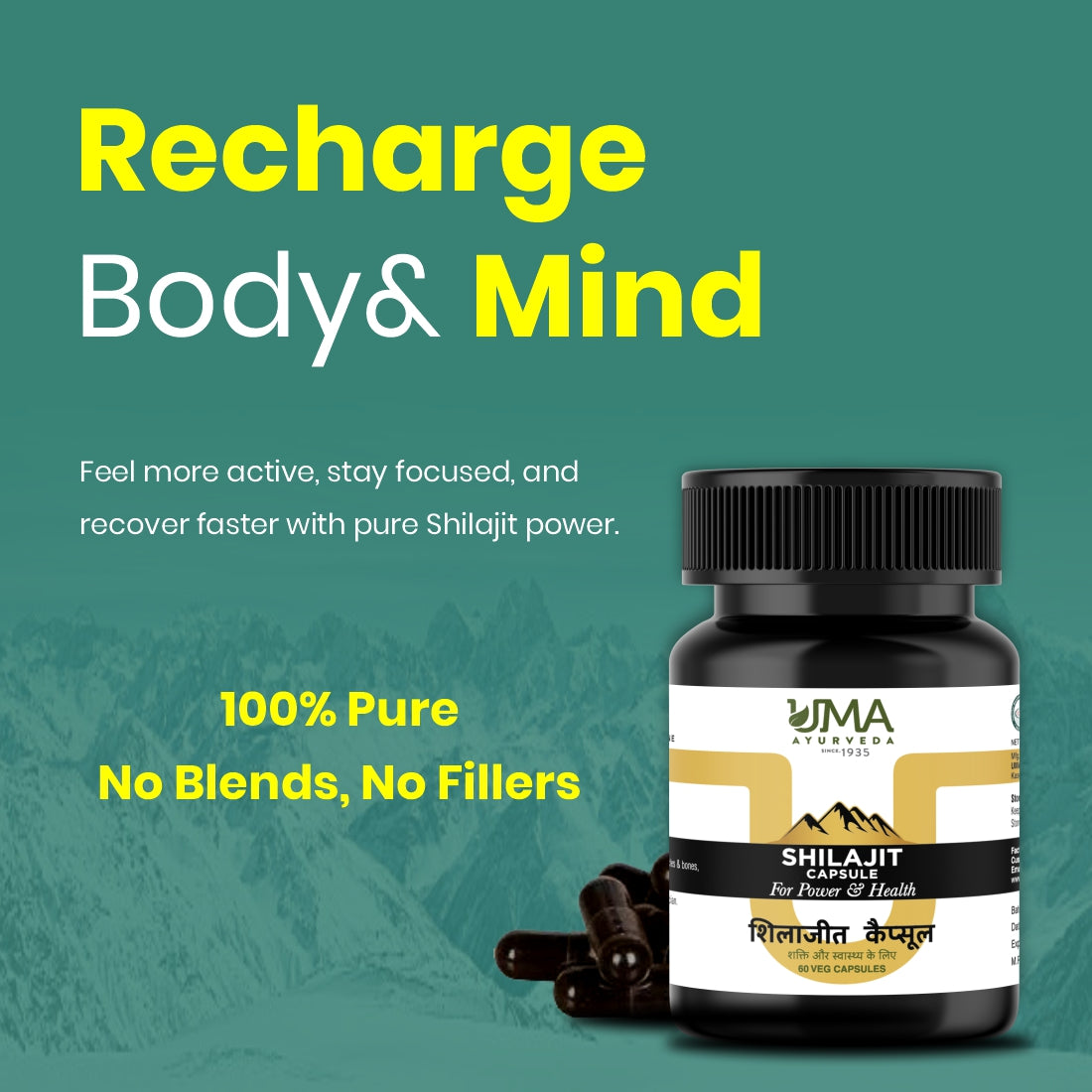 Uma Ayurveda Shilajit Capsule For Vitality and Strength