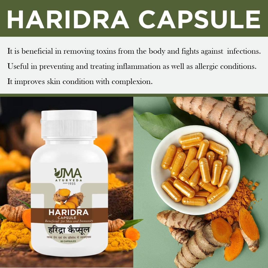 Haridra Capsules | Ayurvedic Skin & Joint Wellness Formula | 60 Tab
