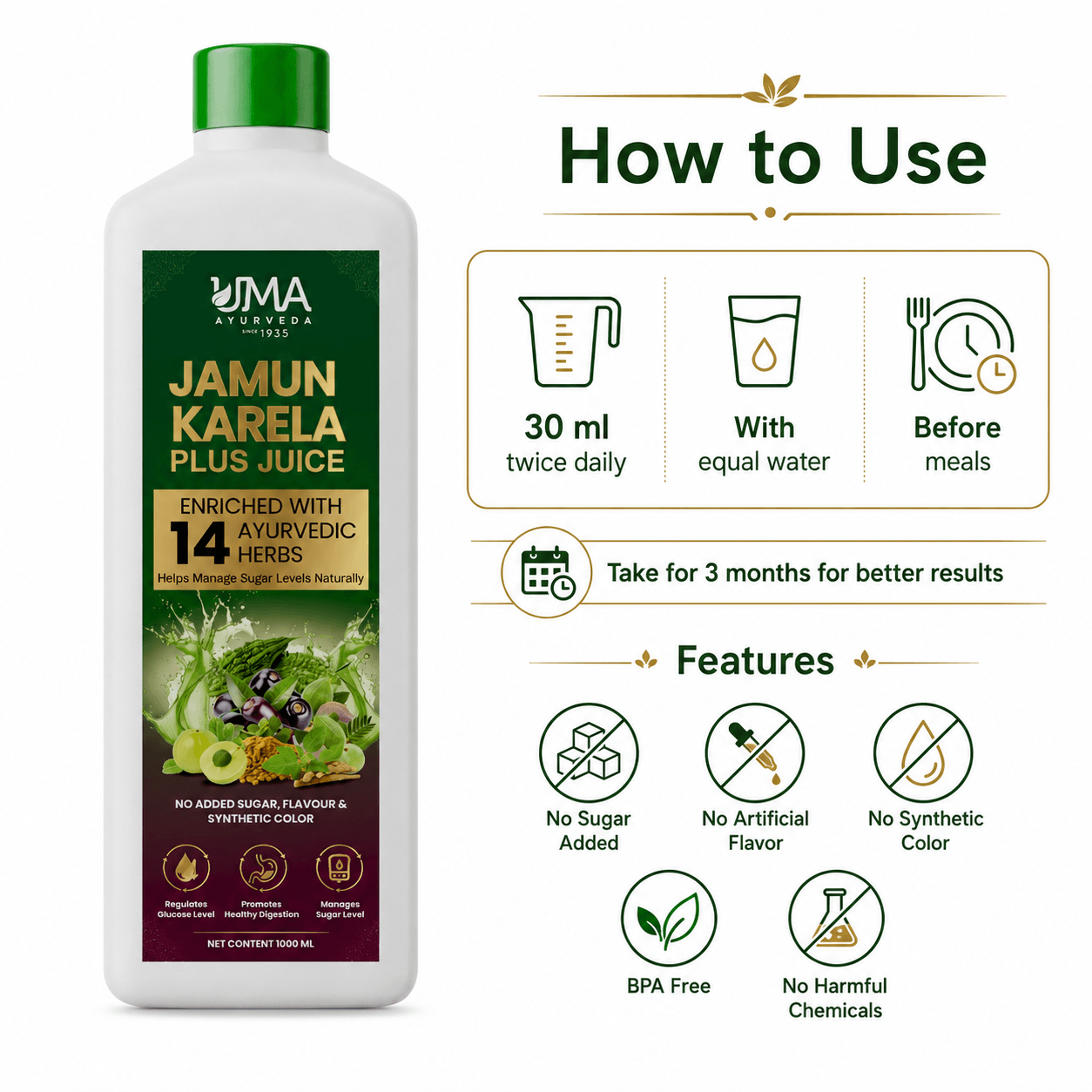 Jamun Karela Plus | 14 Herbs | Daily Metabolic Support | 1L