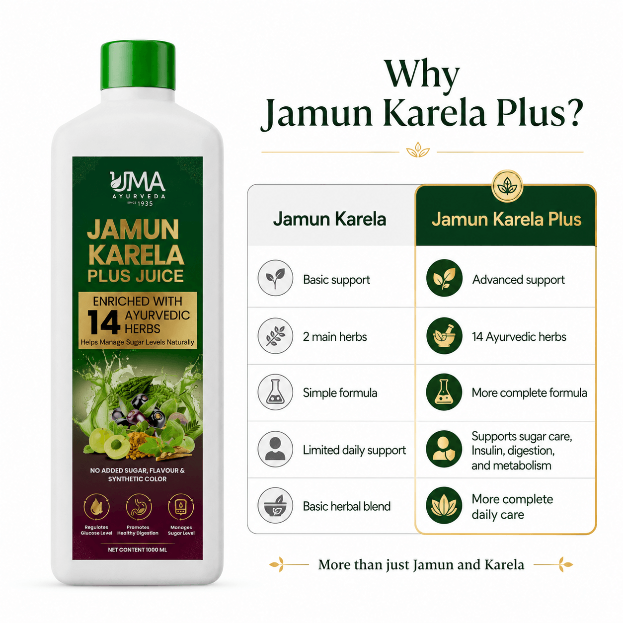 Jamun Karela Plus | 14 Herbs | Daily Metabolic Support | 1L