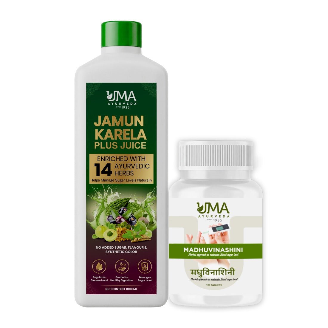 Jamun Karela Plus Juice 1L & Madhuvinashini 120 Tab (Travel Pack)