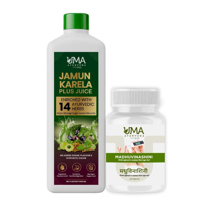 Jamun Karela Plus Juice 1L & Madhuvinashini 120 Tab (Travel Pack)