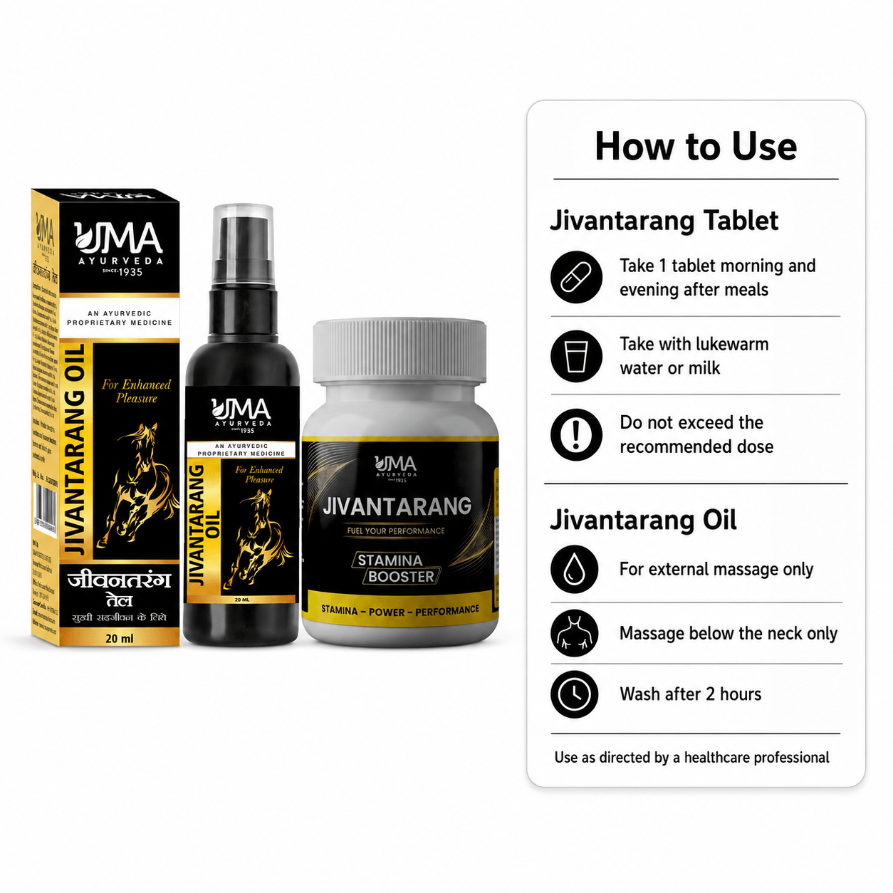 Jivantarang Performance Combo (Tablets + Massage Oil)