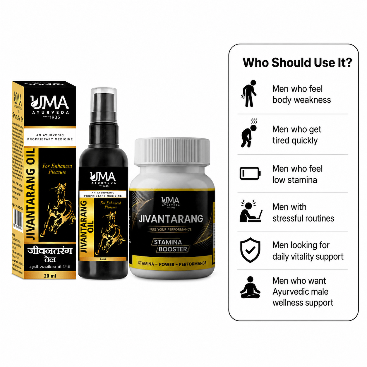 Jivantarang Performance Combo (Tablets + Massage Oil)