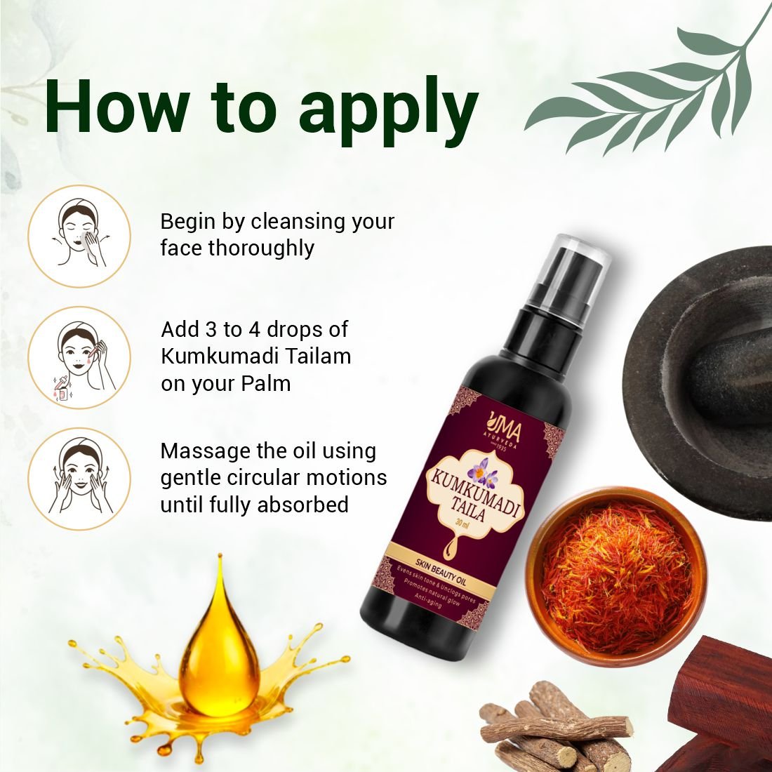 Kumkumadi Oil | Radiant Skin Care & Natural Glow Support | 30 ML