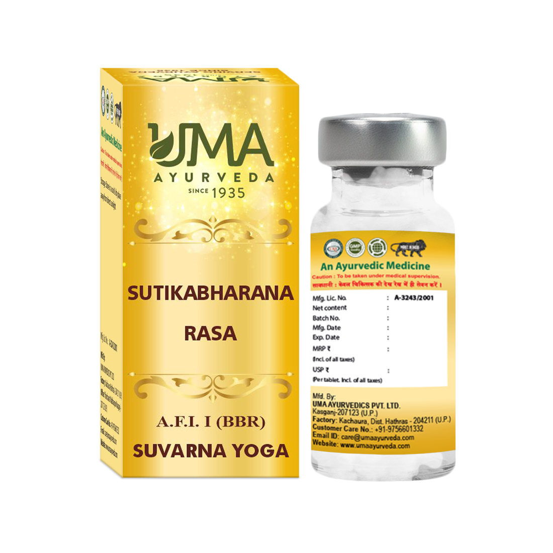 Sutikabharana Rasa Ayurvedic Gold Tablet Useful For Puerperal Diseases