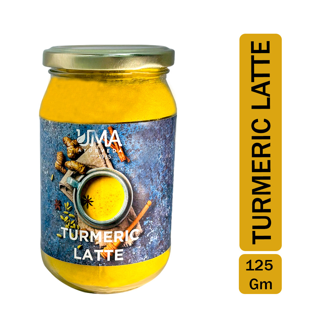 Uma Ayurveda Turmeric Latte 125 gm | Turmeric Latte Golden Milk Mix for Immunity, Glowing Skin & Joint Pain Relief | Antioxidant & Anti-Inflammatory Haldi Latte | Caffeine-Free Health Drink