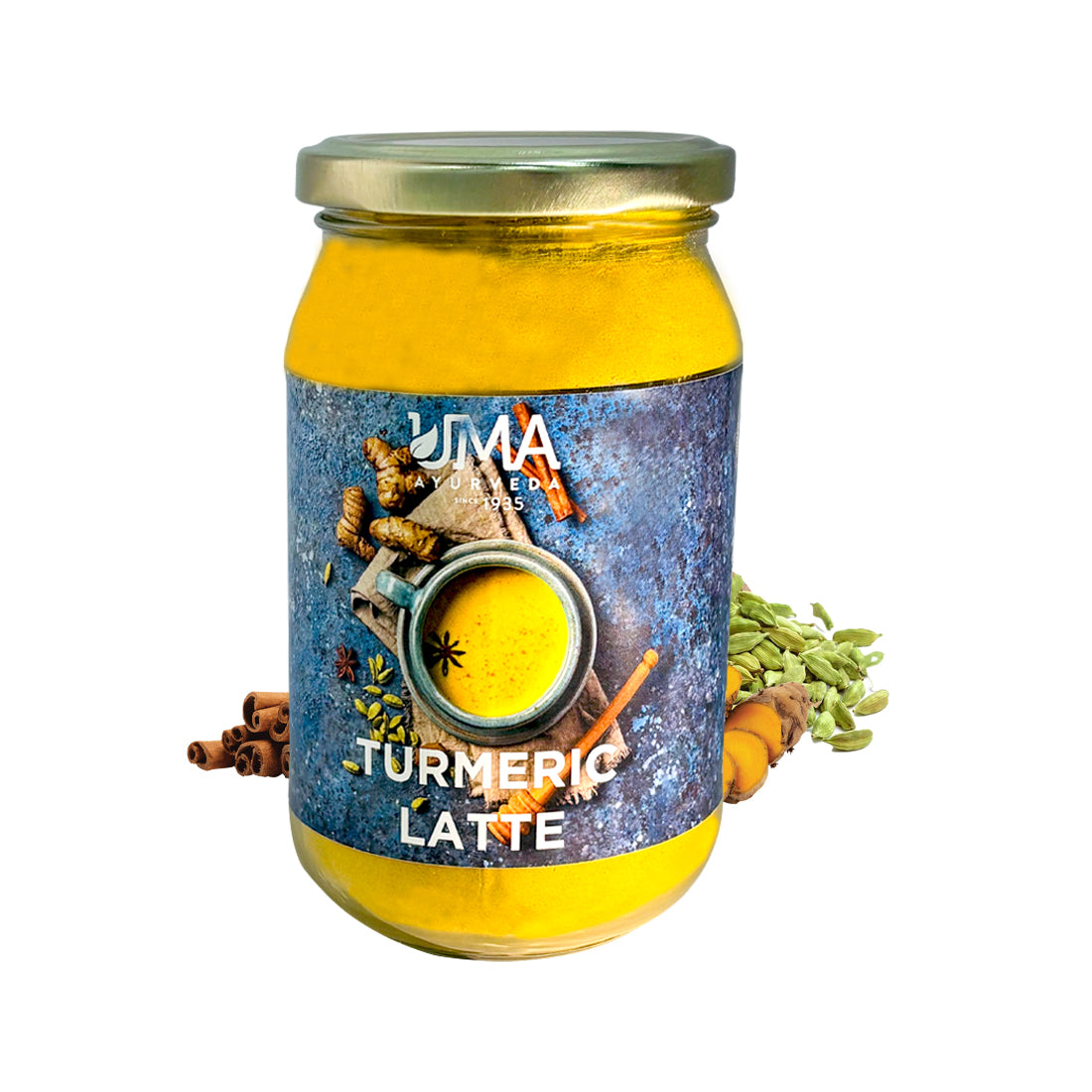 Uma Ayurveda Turmeric Latte 125 gm | Turmeric Latte Golden Milk Mix for Immunity, Glowing Skin & Joint Pain Relief | Antioxidant & Anti-Inflammatory Haldi Latte | Caffeine-Free Health Drink