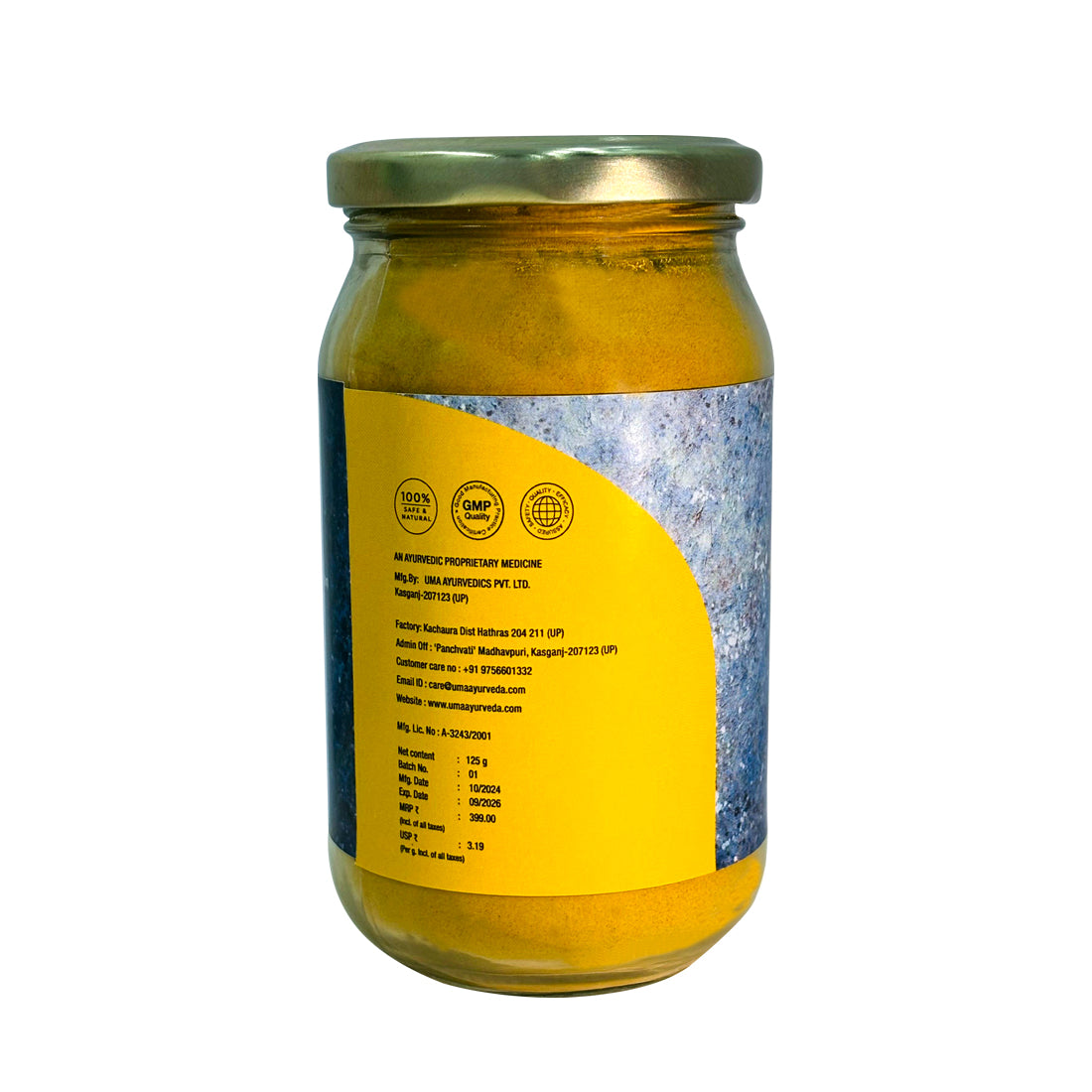Uma Ayurveda Turmeric Latte 125 gm | Turmeric Latte Golden Milk Mix for Immunity, Glowing Skin & Joint Pain Relief | Antioxidant & Anti-Inflammatory Haldi Latte | Caffeine-Free Health Drink