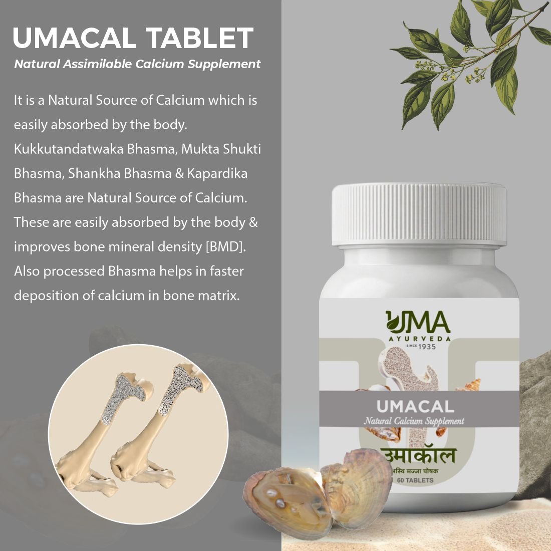 Umacal | Ayurvedic Calcium Formula | 60 Tab