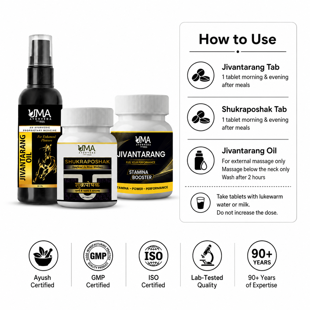Men’s Performance & Wellness Kit | Jivantarang Tab & Oil + Shukraposhak Tab | Combo Pack